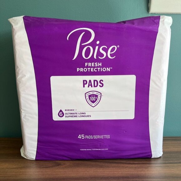Poise Ultimate Long 6 Drop Incontinence Pads 45 Count - Picture 1 of 3